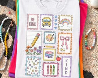 Be Kind School クリップアート PNG かわいい教室文具要素、新学期教師グラフィック、教育プランナーステッカー デジタルダウンロード