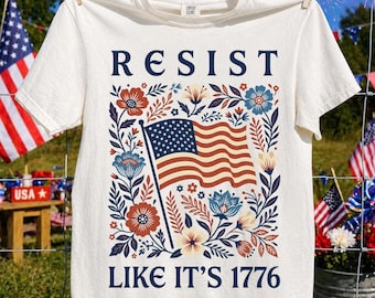 Resist Like It's 1776 PNG: Vintage Boho Floral 250th Anniversary USA png Patriotic 1776-2026 Graphic (Digital Download)