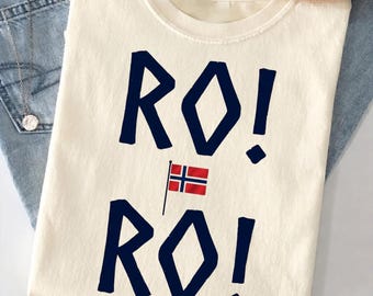 Ro! Ro! Norway Viking Ship T-Shirt, Ro Ro Norway Viking Ship Tee, Norwegian Soccer Fan Tee, Norway Football Supporter Gift