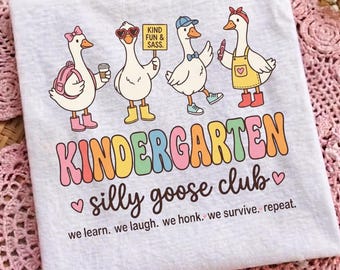Kindergarten Silly Goose Club PNG: Cute Funny Goose Teacher Graphic, Back to School Classroom Art, Retro Preschool Team Design Digital