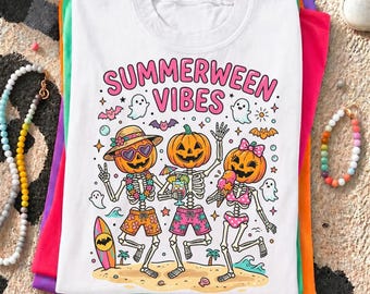 Retro Summerween PNG, Spooky Summer PNG, Halloween Beach Shirt Design, Vintage Horror Vacation Sublimation DTF Graphics Digital Download