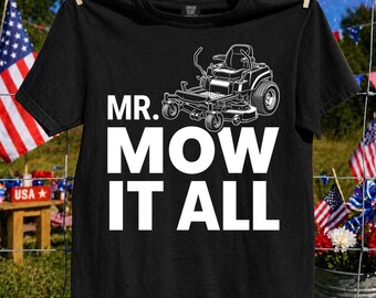 Mr. Mow It All PNG : Illustration humoristique de tondeuse à gazon pour paysagiste et jardinier (téléchargement numérique)