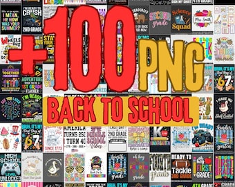 100 pngs Back to School PNG Bundle: Cute Animal Student Designs, Funny Teacher & Grade Level Graphics, First Day of School Sublimation Set