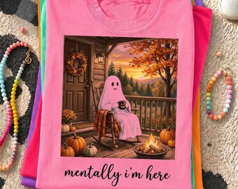 Summerween Ghost Png, Mentally I am Here Png, Trendy Halloween Lover Png, Funny Fall Png, Spooky Summer Halloween