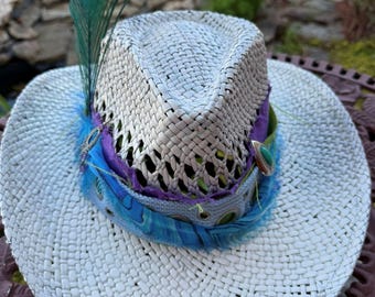 The "Rita" cowgirl hat, western, antique white color, one size fits most adjustable band