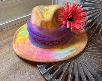 The "Charlotte" Custom Hand Painted Vivid Boho Fedora Hat