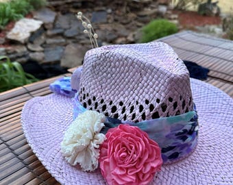 The "Emmie" cowgirl hat, western, Magenta color, one size fits most, adjustable band
