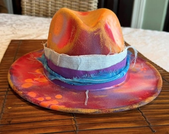 The "Ester", Felt Fedora,  Peach color, Size small to medium with adjustable band