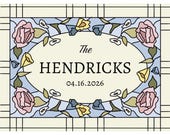 Faux Stained Glass Wedding Sign Table Numbers Digital Template in Color. 24x18
