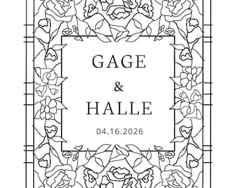 Modello digitale per cartello di benvenuto per matrimonio in vetro colorato