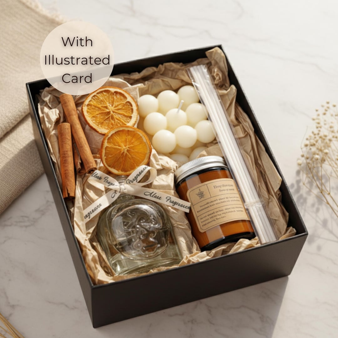 Aromatherapy Gift Box With Scented Candle & Diffuser, Cosy Home ...