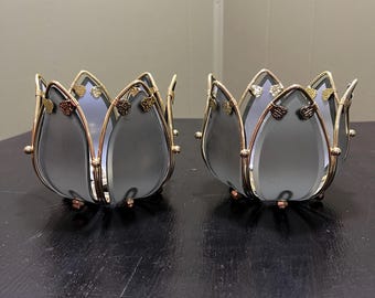 Vintage PartyLite waterlily lotus flower votive candle holders