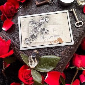 1900s Funeral Card In Memoriam with Ivy Leaves Print Victorian Mourning