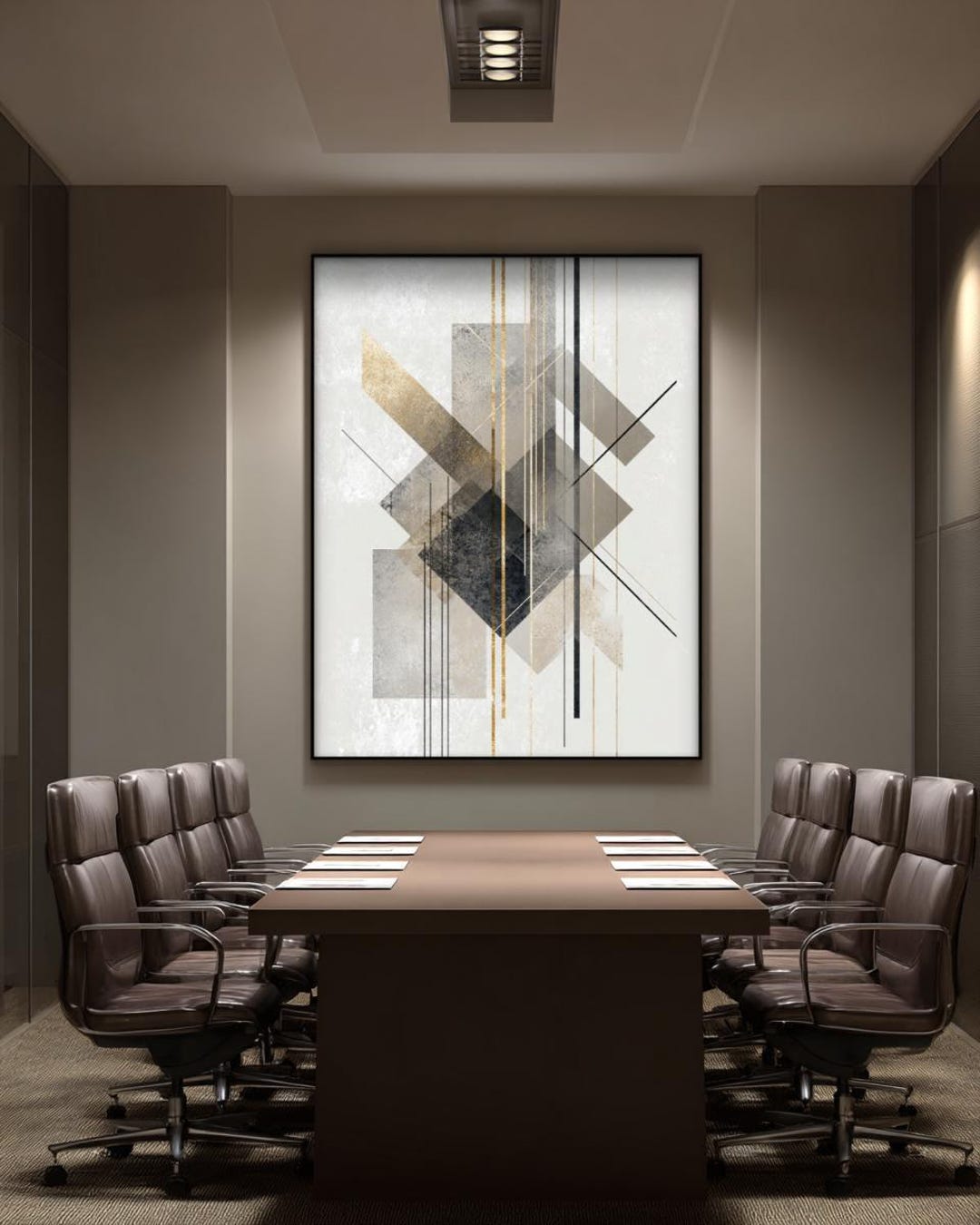 Executive Office Wall Art, Modern Geometric Decor, Minimalist Corporate ...