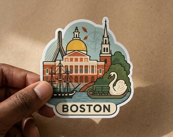Boston Harbor Vinyl Sticker, Waterproof Massachusetts Travel Decal