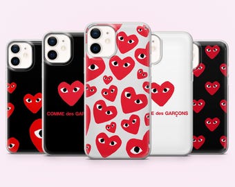 コムデギャルソン スマホケース CDG Play ハート ファッションカバー iPhone 17e、16、15、14、13 Samsung S26、S25、A57 Pixel 10A、9A、8A、8Pro対応