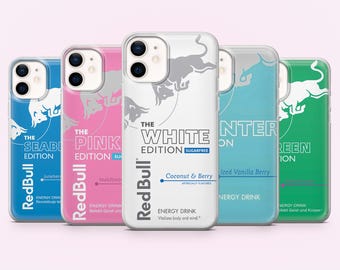 Red Bull Phone Case Energy Drink Pink RedBull Cover for iPhone 17e, 16, 15, 14, 13 Samsung S26, S25, A57 Pixel 10A, 9A, 8A, 8Pro