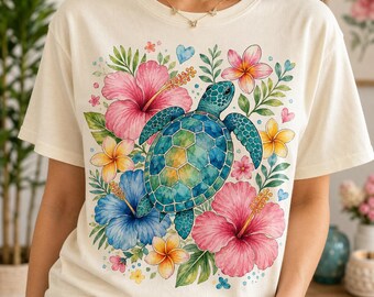 Tartaruga Marinha em Aquarela PNG: Animal Tropical do Oceano, Praia, Férias PNG, Clipart Floral Costeiro (Download Digital)