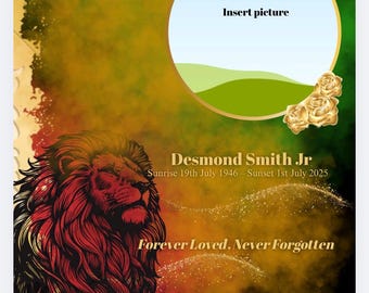 Printable and fully editable Rastafarian Funeral Program.