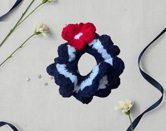 Midnight Tide Navy & White Fan-Stitch
