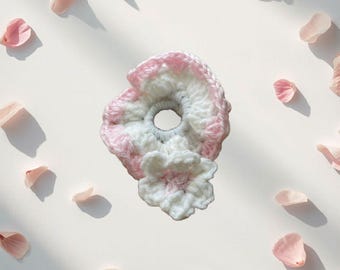 Peony Pink & White Two-Tone Scrunchie