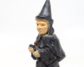 Vintage 1950's Halloween Witch on Broom,  Retro Party Decor, J H Miller, Antique Dime Store