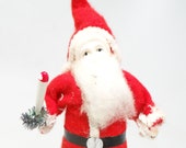 Vintage 6 1 2 Inch 1940 39 s SANTA With Hand Painted Celluloid Face, with Candle for Christmas