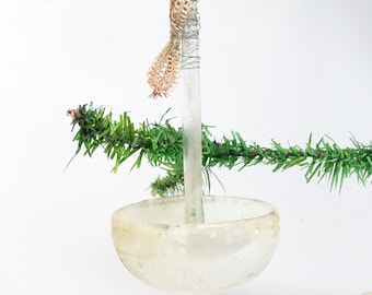 Vintage Victorian Hand Blown Glass Umbrella Christmas Ornament, Large 6 Inch Antique Holiday Decor