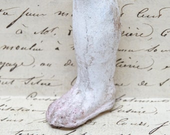 Antique Terracotta Santos Leg and Foot Fragment, Vintage Religious Creche Folk Art