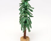 Antique 4 3 4 Inch German Faux Pine Tree for Nativity or Putz for Christmas, Vintage Retro Decor
