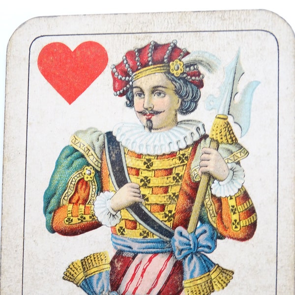 Antique Austrian Antique Playing Card, Piatnik & Söhne Tarot Jack of Hearts, Vienna, Vintage Ephemera