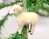Vintage Wooly Sheep Ornament, for Putz or Christmas Nativity, Retro Tree Decor