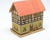 Antique German House for Christmas Putz or Nativity, Vintage Cardboard Toy, Germany