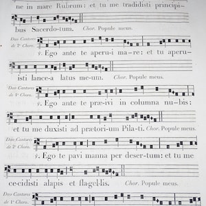 Antique  ANTIPHONAIRE Music Sheet, Latin Gregorian Hymns of Psalms, Pages 157-158