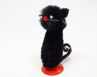 Vintage Small Halloween Chenille Black Cat  Party Favor