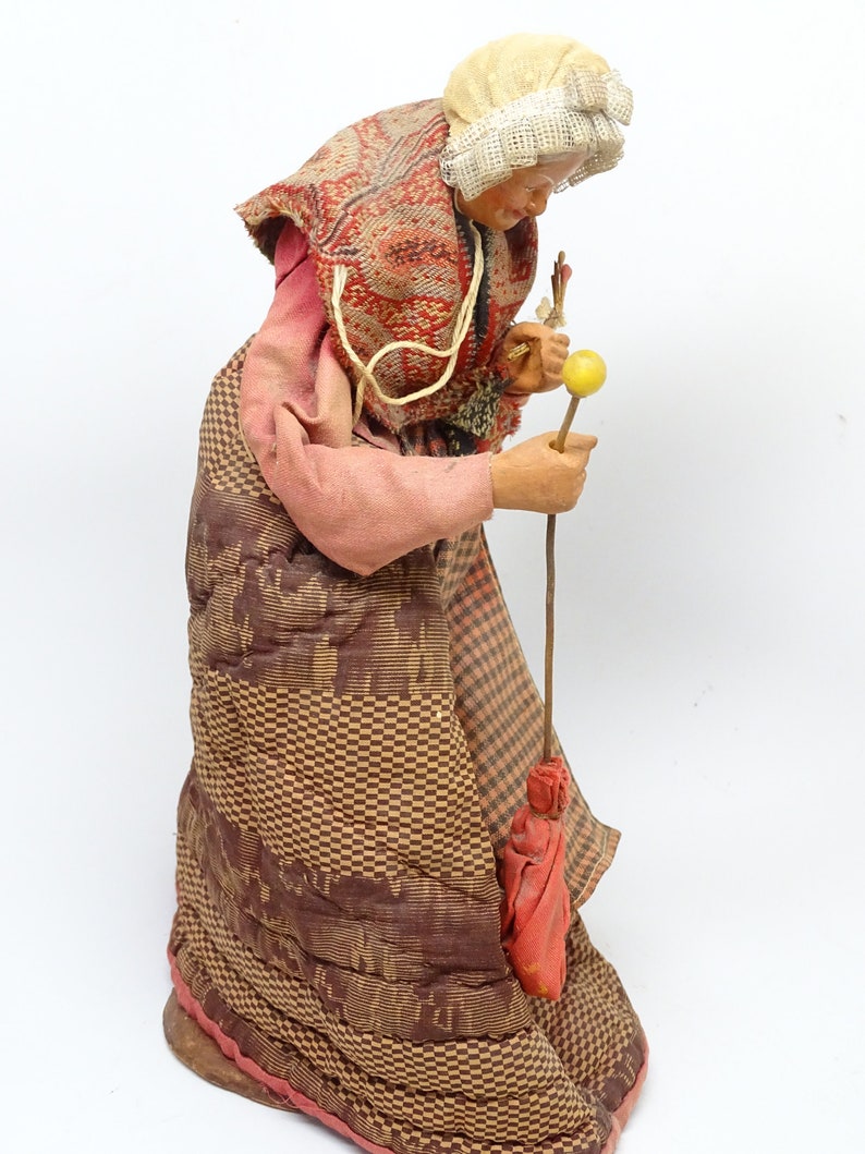 Vintage French Creche Doll Santon De Provence Simone Jouglas Depose Clay Folk Art for Christmas Putz image 6