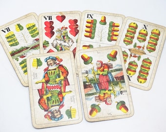 6 Antique Austrian Antique Playing Card, Piatnik & Söhne Tarot William Tell, Vienna, Vintage Ephemera, Tell Vilmos