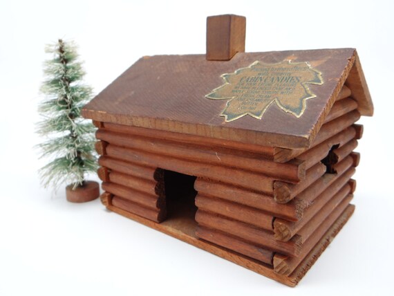 Antique Log Cabin Candies Box Antique Wooden Candy Container Etsy
