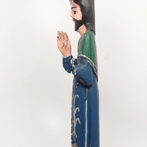 Early 1900's Antique Santos with Tin Halo, Vintage Polychrome Saint Religious Statue, Religious Church Folk Art image 6