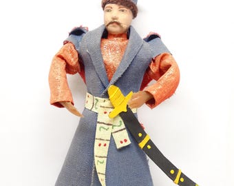 Antique Polish Hand Made Orszak Folk Art Doll, Man with Sword, Vintage Krakow