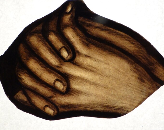 Hand Painted Stained Glass Hands Fragment Etsy
