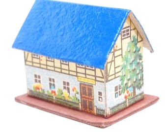 Antique German Christmas House, Lithographs on Cardboard,  Vintage Germany
