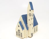 Antique German Wooden Church House, Hand Made Hand Painted Wood for Christmas Putz or Nativity, Vintage Erzgebirge Germany