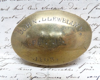 Antique 1903 English  Copper Snuff Box,  Engraved John  Llewellyn Feb 18 1903, Vintage