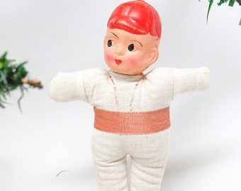Antique 1940's Baseball Player Christmas Tree Ornament, Antique Celluloid Doll Toy