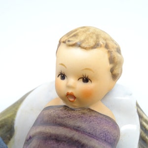 German Hummel 24/1 Heavenly Lullaby Candle Holder, Hand Painted Porcelain Angel with Baby Jesus Figurine, Vintage West Germany image 4