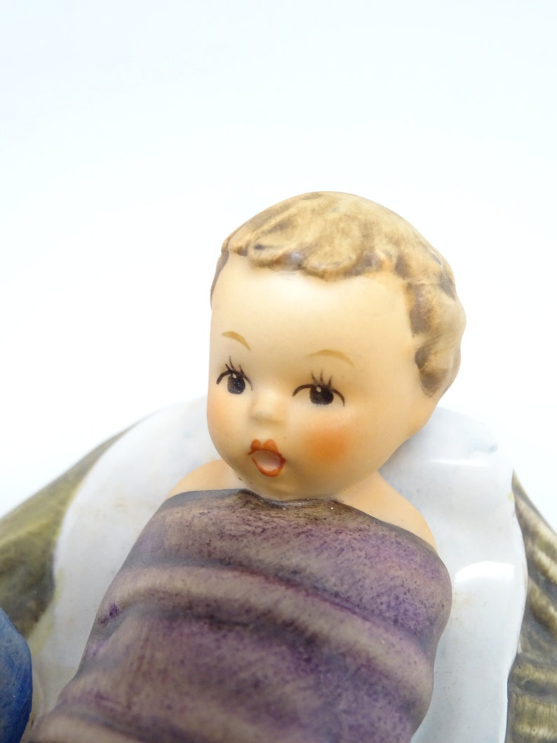 German Hummel 24/1 Heavenly Lullaby Candle Holder, Hand Painted Porcelain Angel with Baby Jesus Figurine, Vintage West Germany image 4