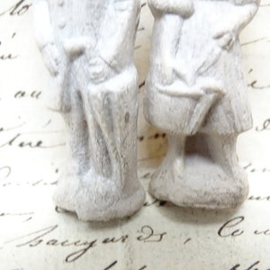 Antique Miniature French Un-Painted Composite Man & Woman Vintage Toys for Putz or Nativity, Doll House image 6