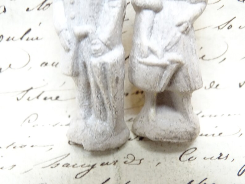 Antique Miniature French Un-Painted Composite Man & Woman Vintage Toys for Putz or Nativity, Doll House image 6