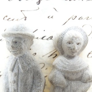 Antique Miniature French Un-Painted Composite Man & Woman Vintage Toys for Putz or Nativity, Doll House image 5
